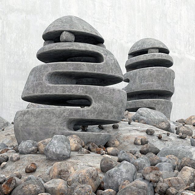 Blumenbeet Stone light / flowerbed with stone lamps