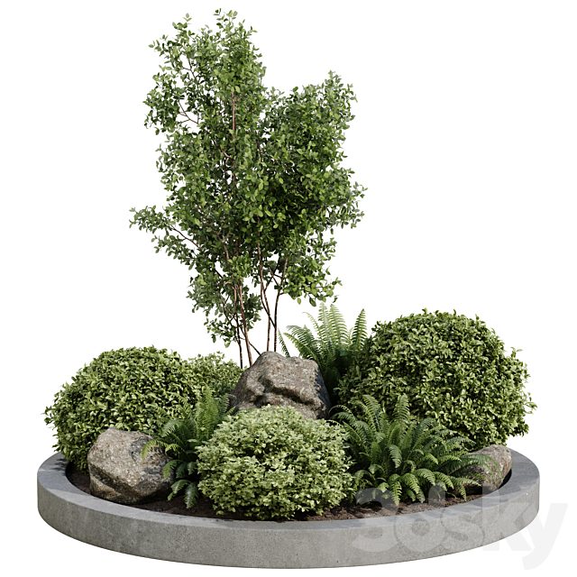 Round Concrete Garden Planter with Mixed Plants