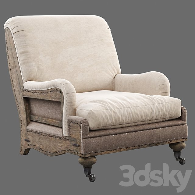 RH Deconstructed English Roll Armchair