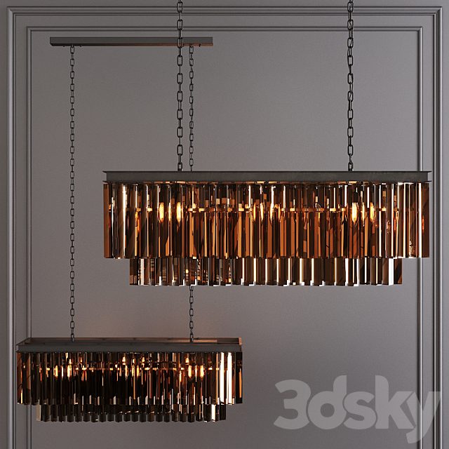 Restoration Hardware 1920S ODEON SMOKE GLASS FRINGE RECTANGULAR CHANDELIER 40 Black