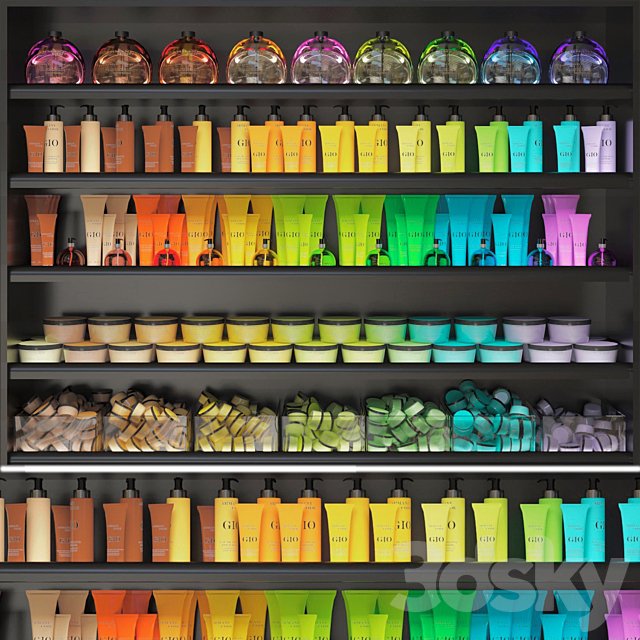 Set of multi-colored cosmetics. Beauty saloon