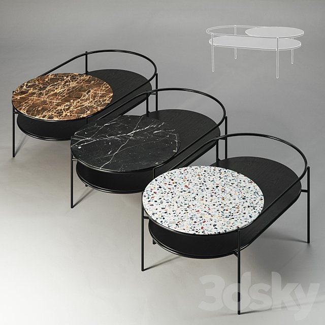 Set of 3 Woud Verde Coffee Tables