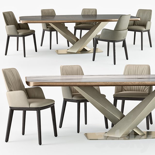 Cattelan Italia Belinda armchair Stratos table set
