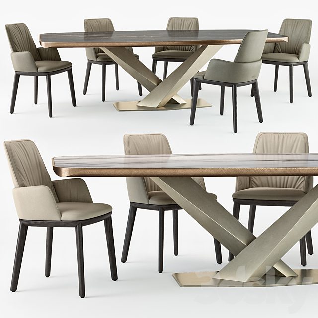 Cattelan Italia Belinda armchair Stratos table set
