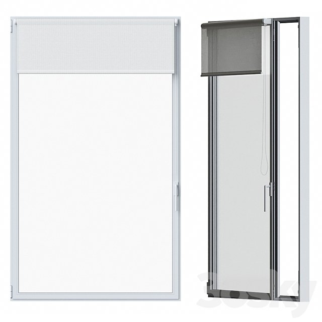 White window with roller blind