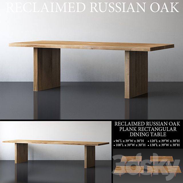 RECLAIMED RUSSIAN OAK PLANK RECTANGULAR DINING TABLE Large