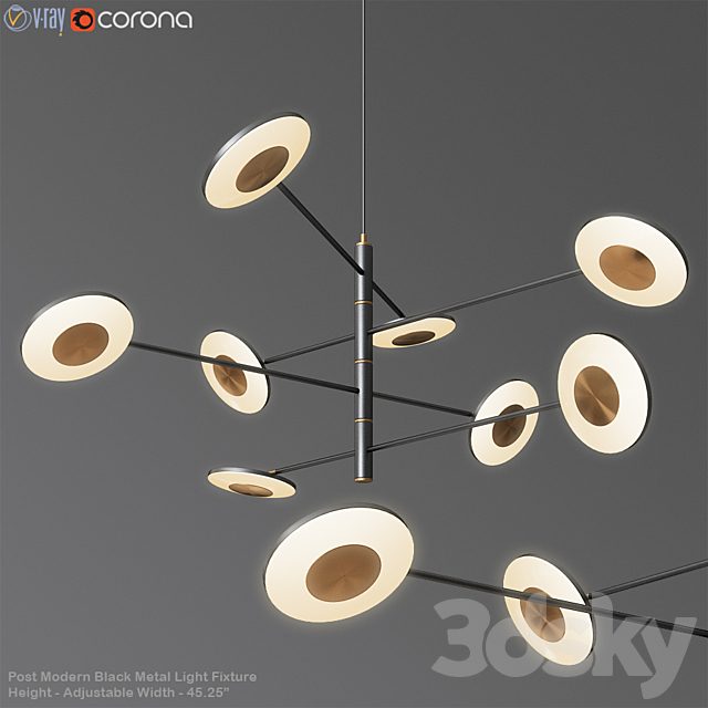 Post Modern Black Metal Light Fixture