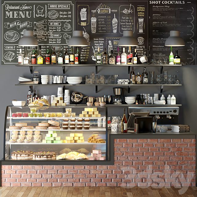 Design project coffee point with desserts and sweets 7. Cafe