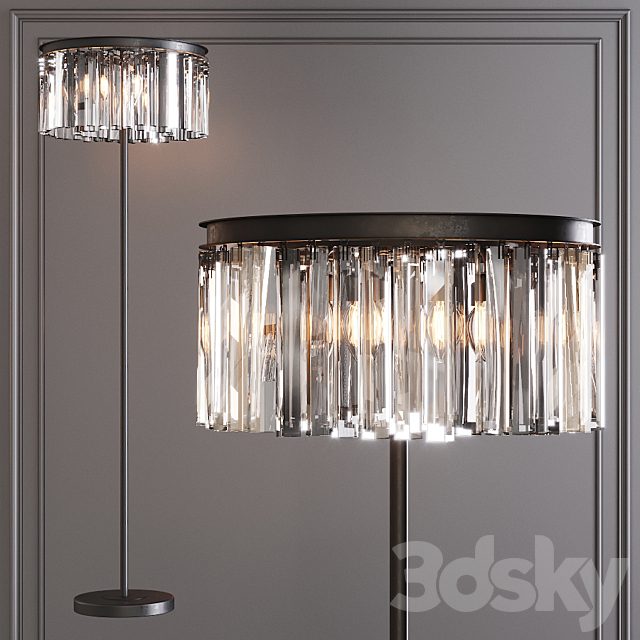 Restoration Hardware 1920S ODEON RHYS  CLEAR GLASS FLOOR LAMP 2-TIER Black