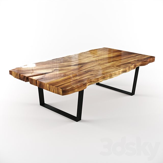 Natural wood slab table