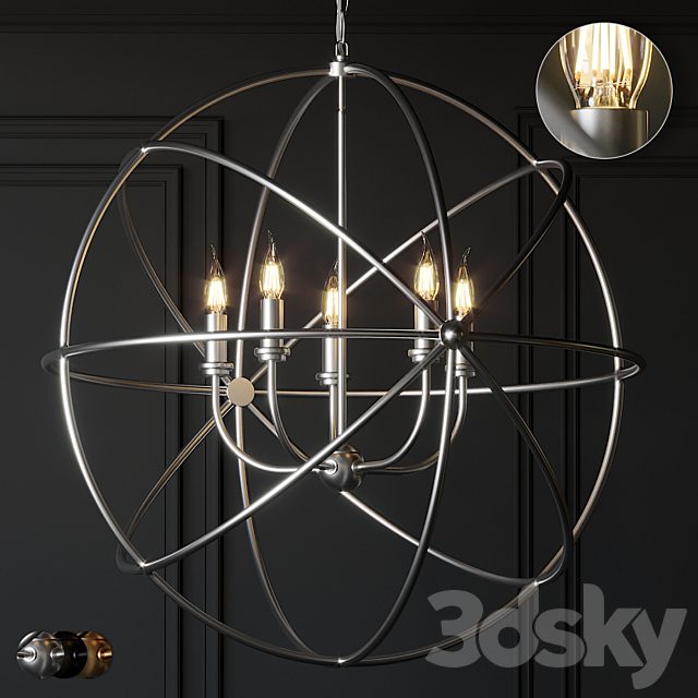 Ballard Design Beau Orb Chandelier Antique Silver, Bronze and Champagne