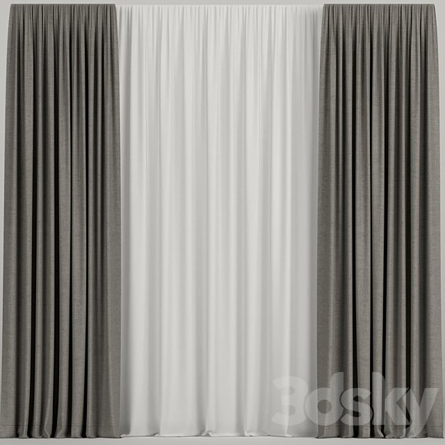 Brown curtains.
