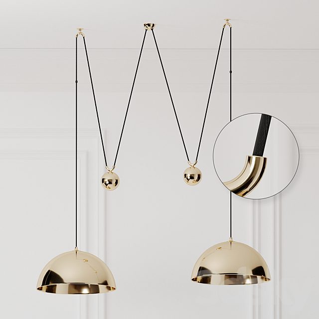 Florian Schulz Double Posa Brass Pendant Lamp with Side Counter Weights