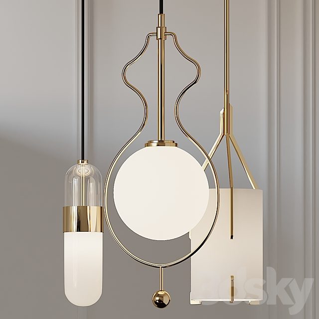Quantum Wide Gold, Mitzi Emilia and Mitzi Abigail Pendant Lights