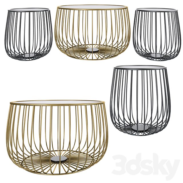 Gold Round Industrial Steel Wire Coffee Table