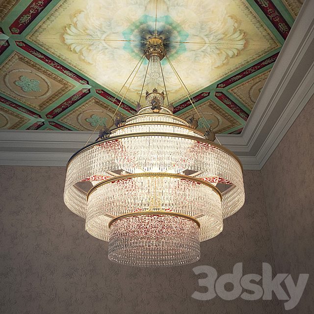 Soviet chandelier with a fragment of the Soviet ceiling and walls