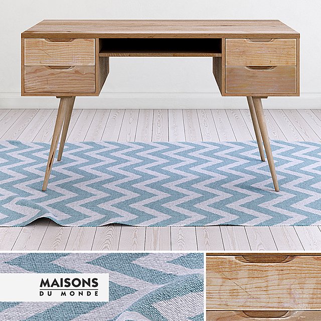 Desk Trocadero and rug Maisons du Monde