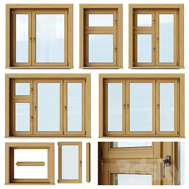 Set of wooden windows 1 + Designer