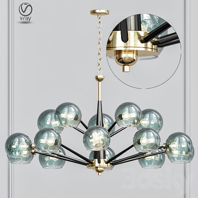 Thalia chandelier Blue glass 15