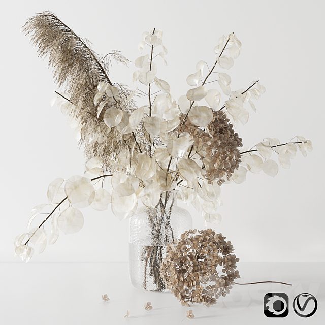 Bouquet with lunaria, pampas grass and hydragea