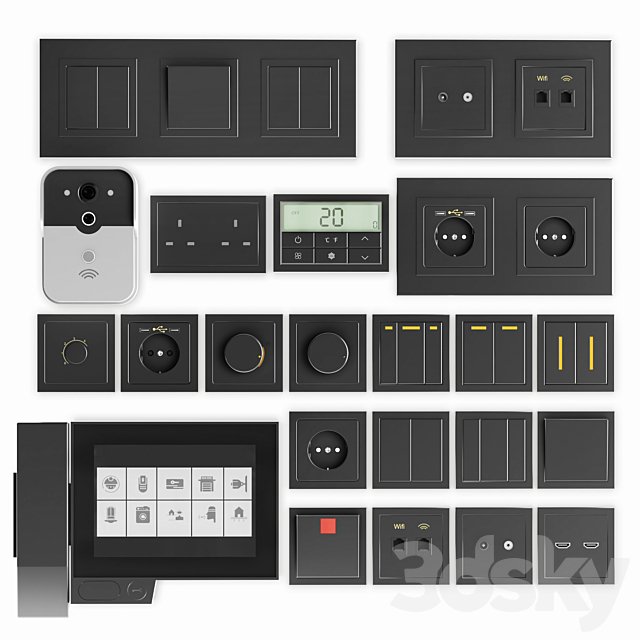 Black switches and sockets