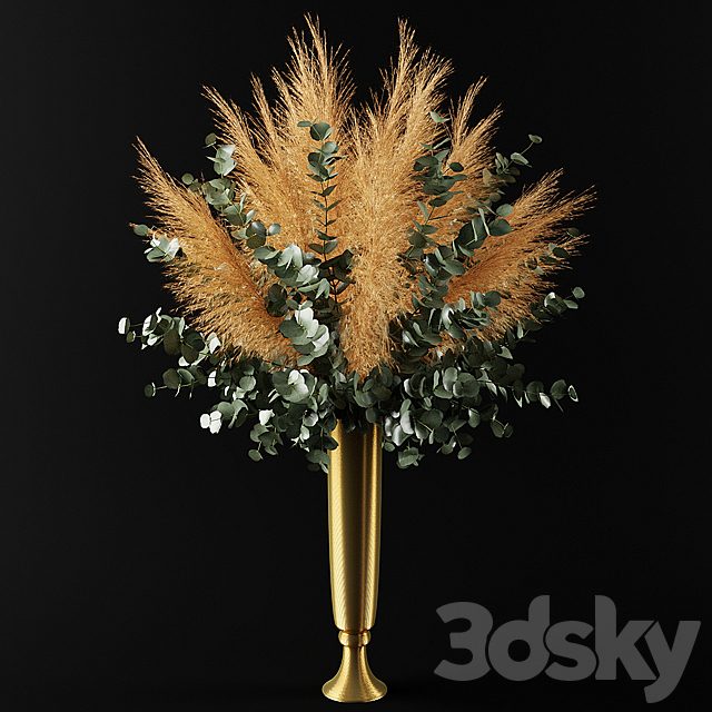 Bouquet of pampas grass and eucalyptus branches