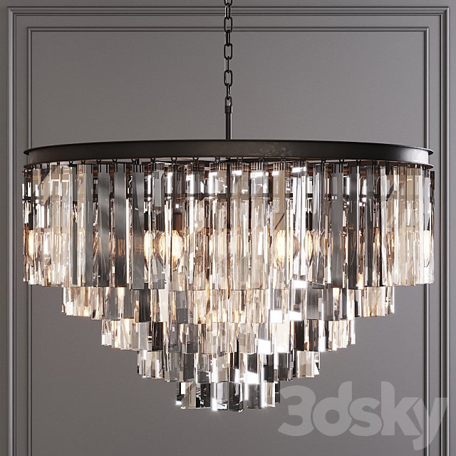 Restoration Hardware 1920S ODEON CLEAR GLASS FRINGE 5-TIER CHANDELIER Black