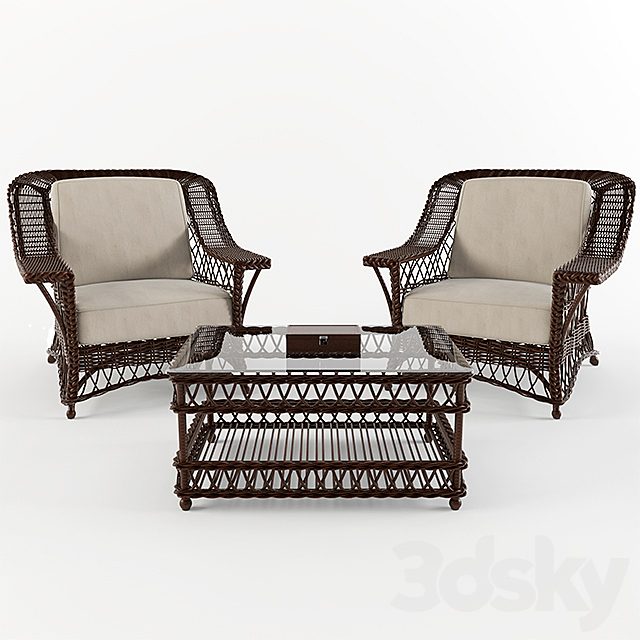 Wicker chairs and a table