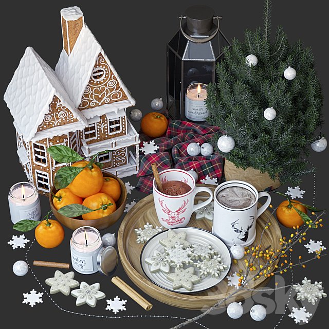 Decorative set with gingerbread house
