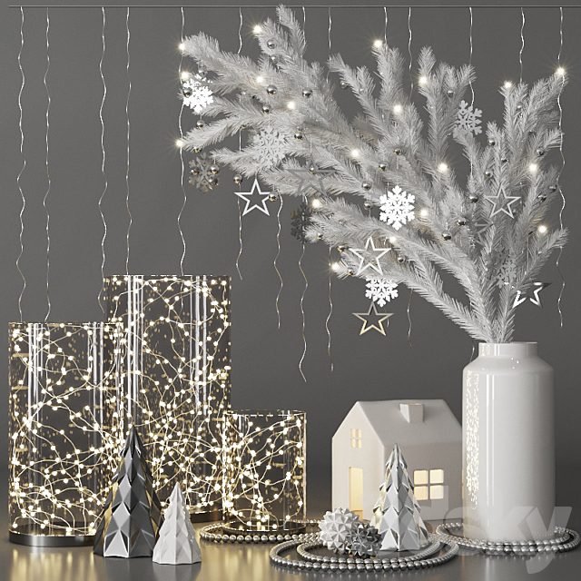 Christmas Decorative set with spruce branch and garlands