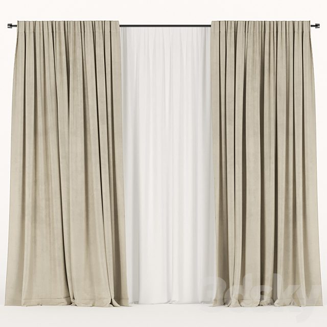 Beige curtains with tulle.