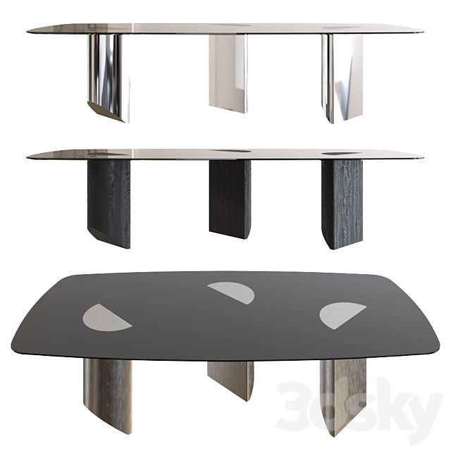 Minotti Wedge Barrel-Shaped Bronzed Glass Top