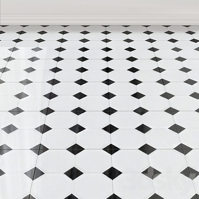 FestivalWhite and Black Dot Octagonal II Porcelain Mosaic