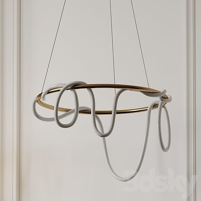 Sculptural Brass Circular Light Pendant by Morghen Studio