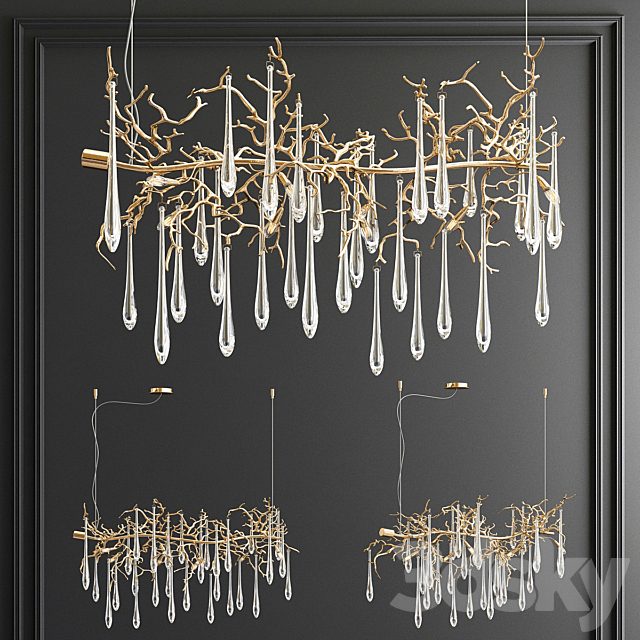 Aqua Horizontal Chandelier by Serip Lighting