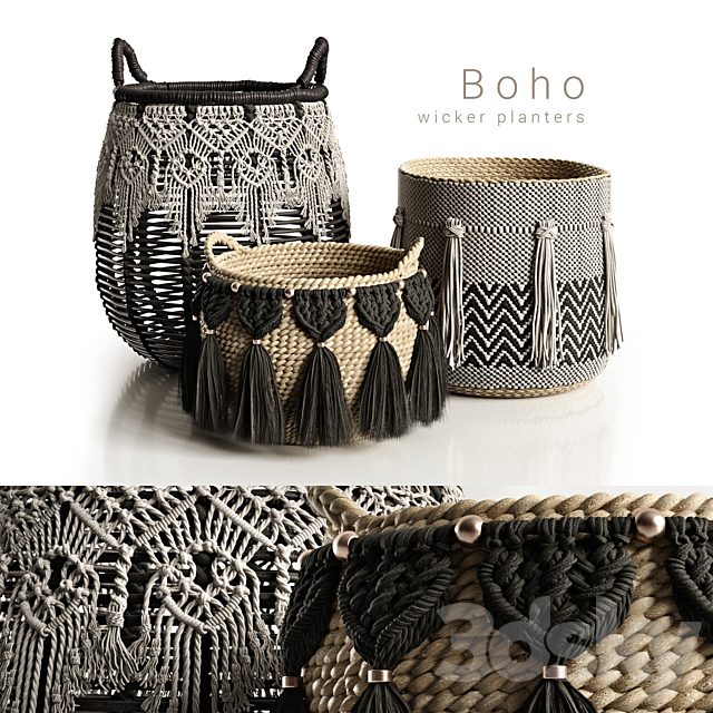 Boho wicker planters