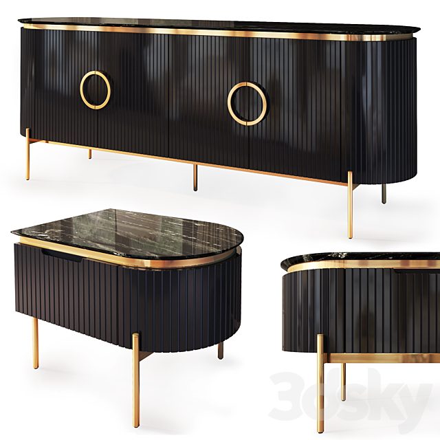 Dresser and nightstand Tesla black. Nightstand, sideboard by Medusa Home