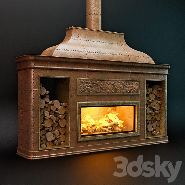 Copper fireplace