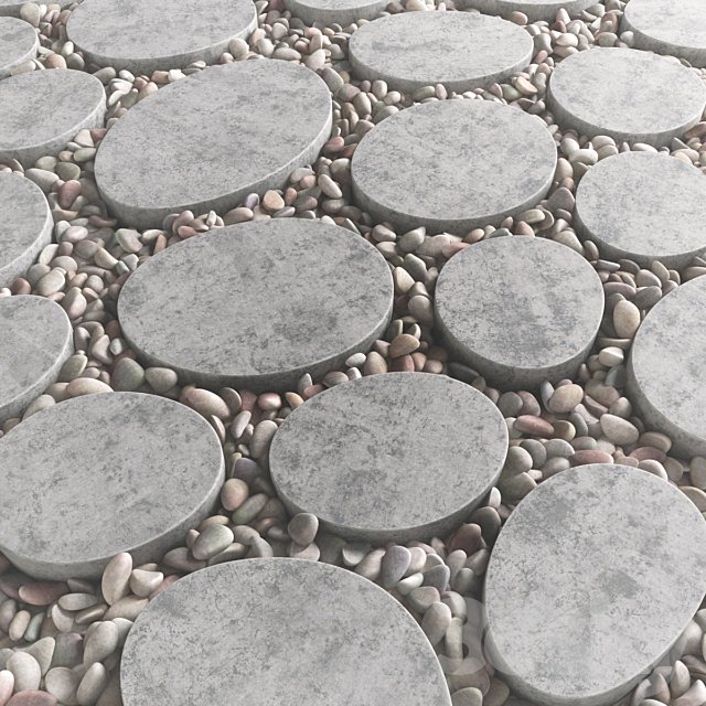 Tile square oval pebble n1 / Square oval slabs with pebbles