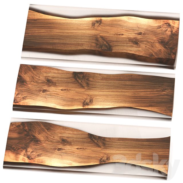 Wood and epoxy slabs.
