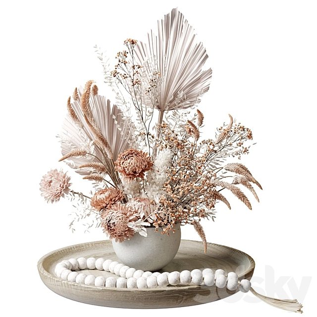 Bouquet of dried flowers with chrysanthemums 34