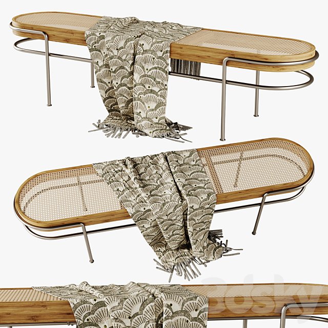Rattan upholstered bench (lounge)