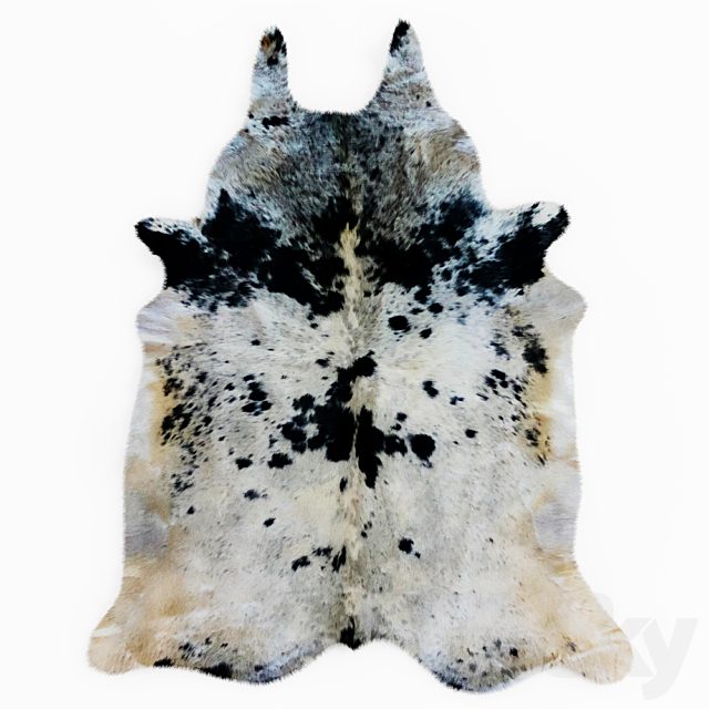 Spotted Black And White Cow Skin Rug