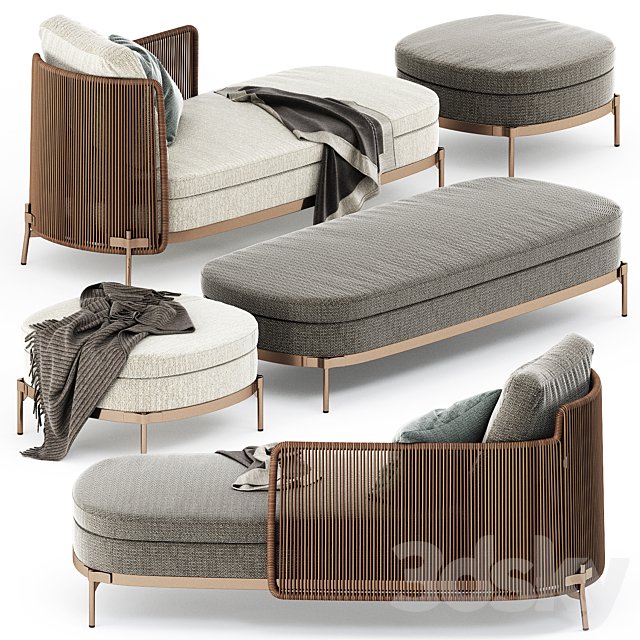 TAPE CORD PAOLINA and BENCH and OTTOMAN by Minotti