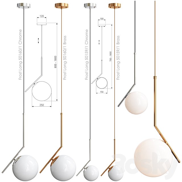 Eurosvet Frost Long 50 160/1 Chrome / Brass / Frost Long 50159/1 Chrome / Brass