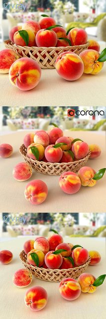 Peaches in a wicker basket