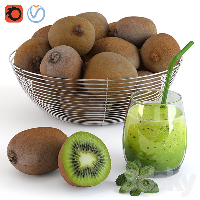Kiwi in a bowl and fresh