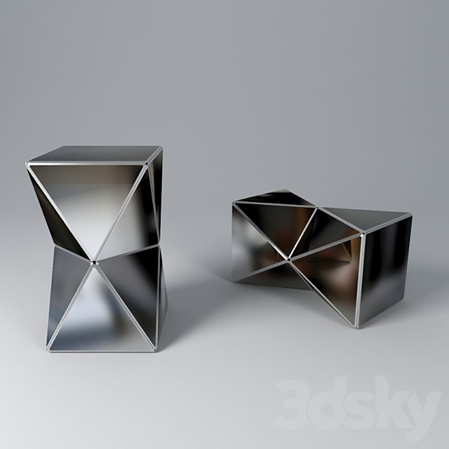 Faceted Mirror Side Table