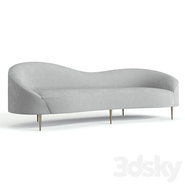 Curvo Light Grey Velvet Sofa