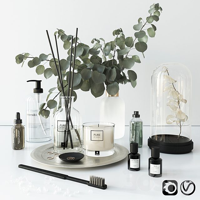 Bathroom set with eucalyptus